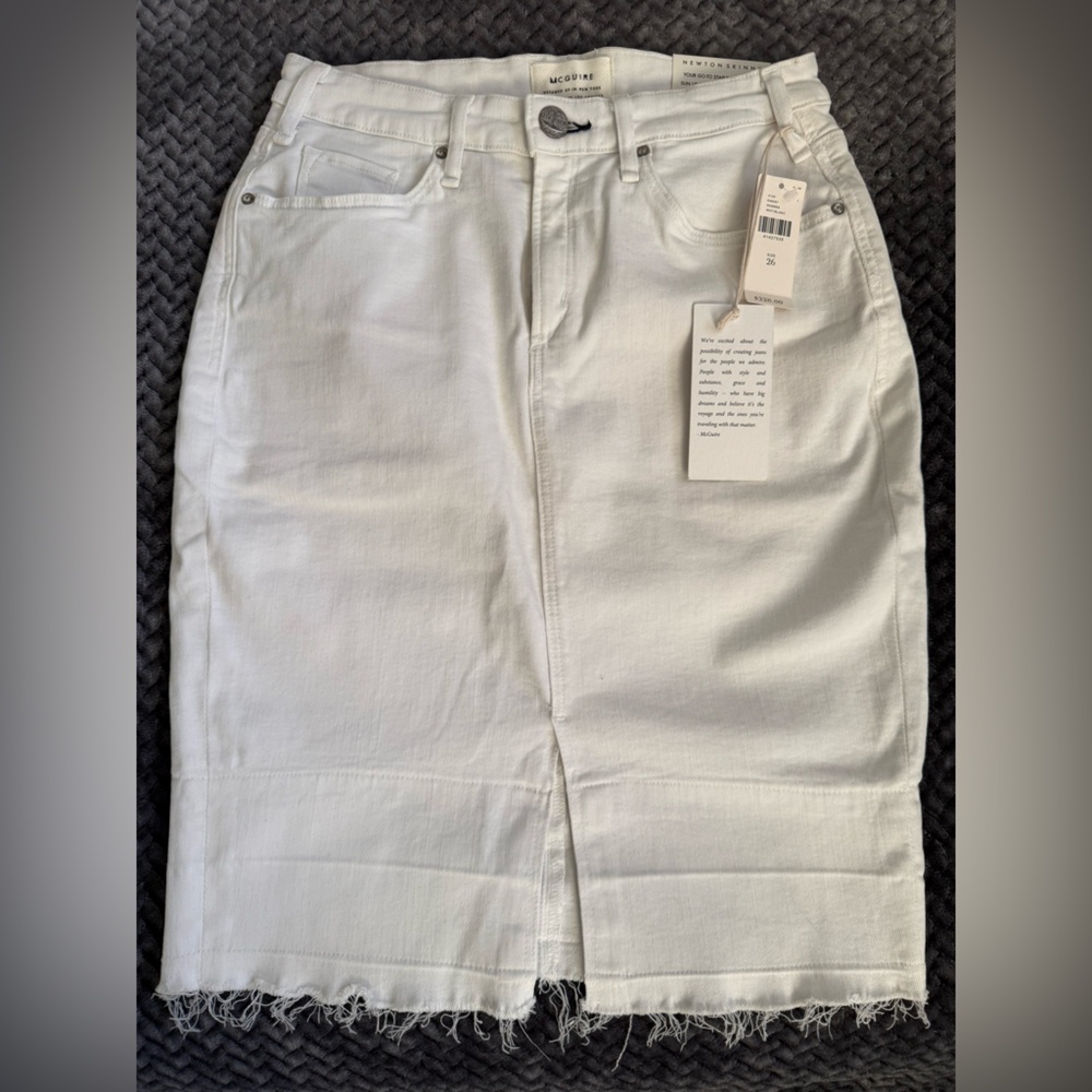 Anthropologie White Stretch Denim skirt